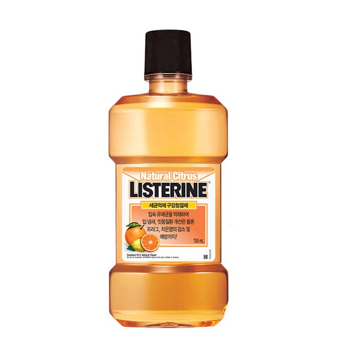리스테린 내추럴 시트러스 구강청결제, 750ml, 3개