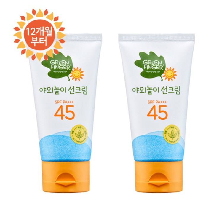 그린핑거 야외놀이 유아 선크림 SPF45 +++, 80ml, 2개