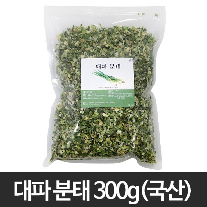 대파분태(국산) 300g/말린/건조/대파/파/분태/후레이크/분말/가루/파우더/생식/선식/천연/조미료/찌개/양념/국물, 1개, 대파분태(국산) 300g