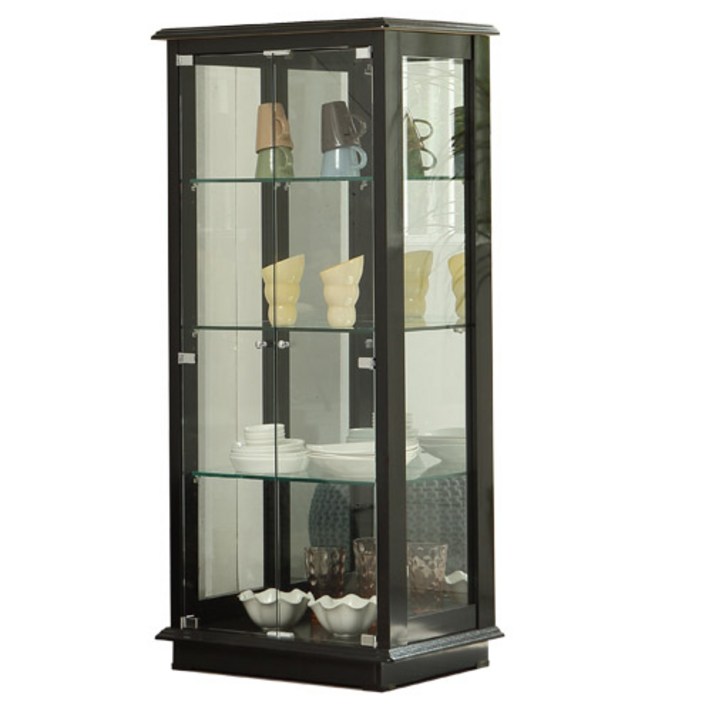 앤탑퍼니처 LED조명강화유리장식장 장식장, 4단장식장-600-블랙
