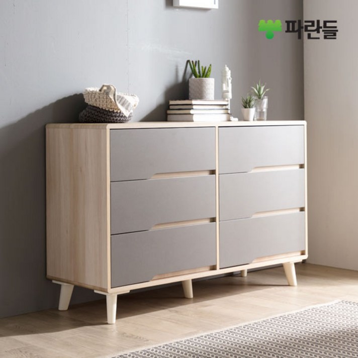 파란들 디센트 1200 와이드서랍장 3단 수납 수납장 서랍장, 그레이