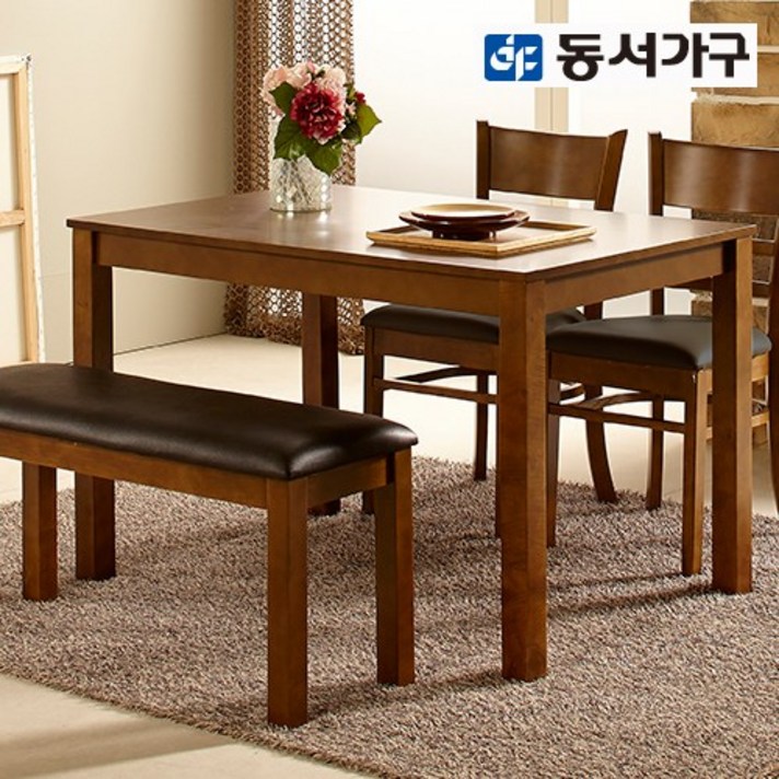 동서가구 LV K컨셉트 벤치4인 식탁세트, 화이트