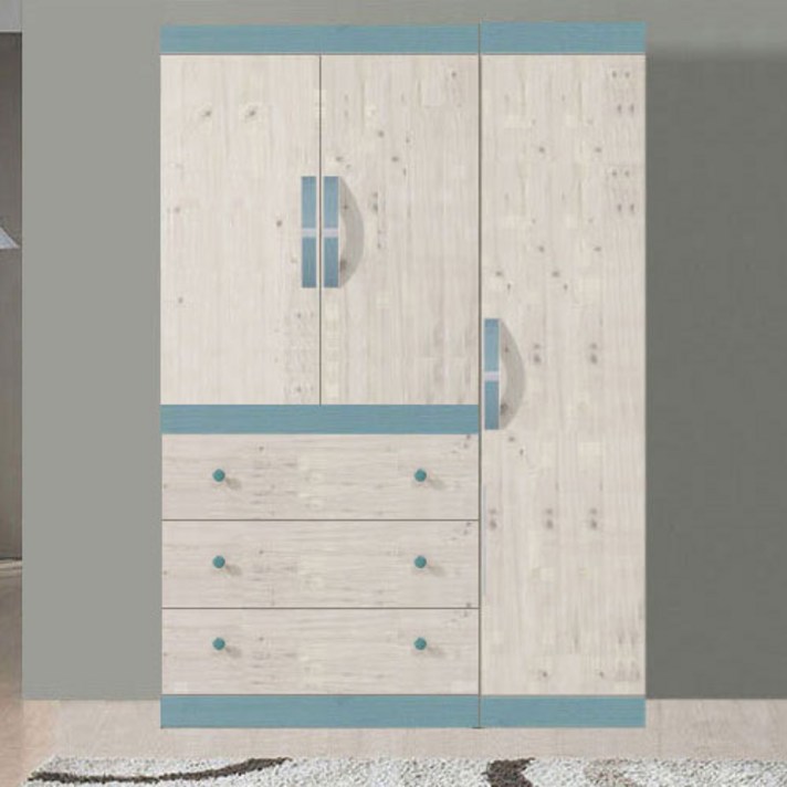 해해동동 퍼시픽1200옷장세트(6) 3단서랍옷장세트, 블루