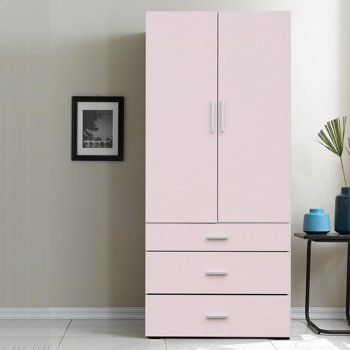 웰튼 에리카800 3단옷장 800 이불장 800 옷장 옷 수납장 원룸 옷장 싱글 옷장, 핑크