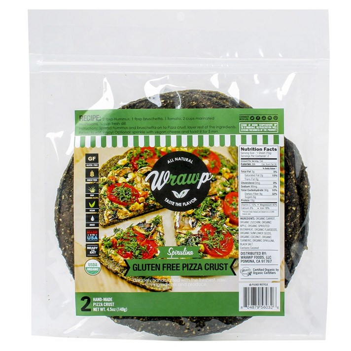 Wrawp 스리룰리나 글루텐 프리 피자 크러스트, 70g, 2개입