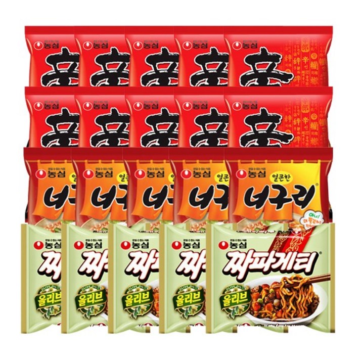 농심 신라면10봉+너구리5봉+짜파게티5봉, 20개