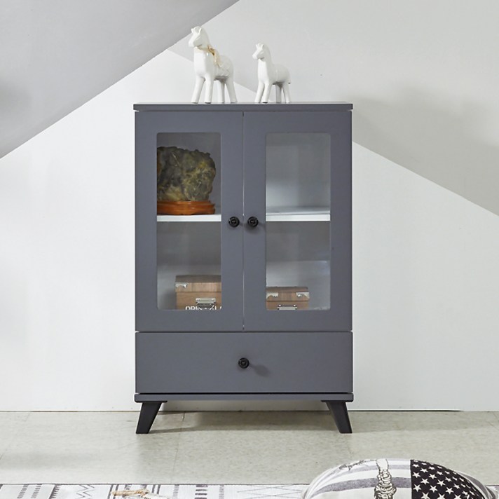 가온리빙 바우 유리장식장, 그레이