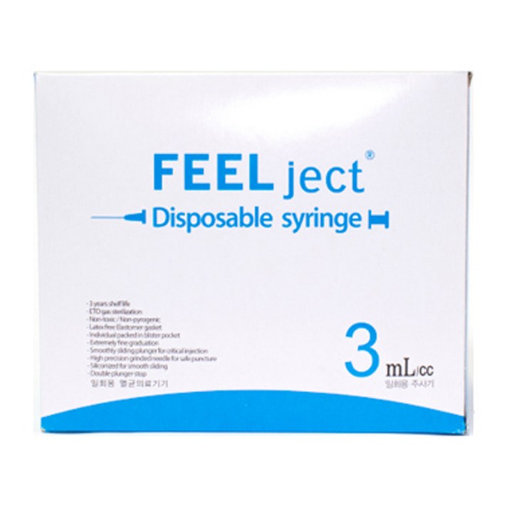 필텍 일회용주사기 3cc 23Gx1인치 100개, 단품