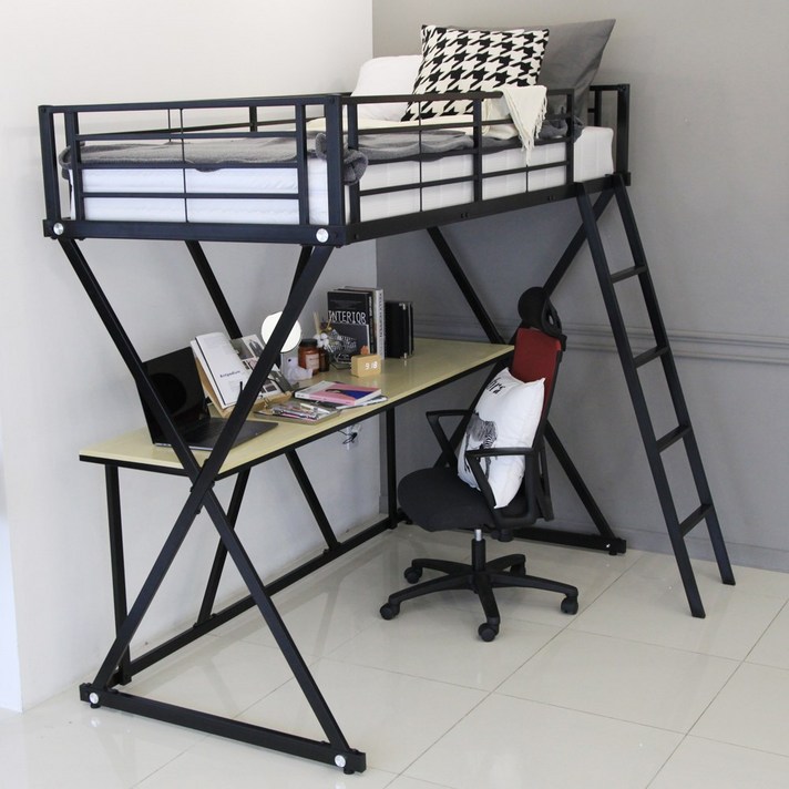 홈페리 레오 벙커침대 프레임 + 2층 기본 매트리스, 블랙