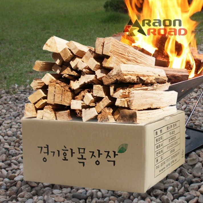 라온로드 캠핑용 참나무 장작 1box 얇은장작 10kg