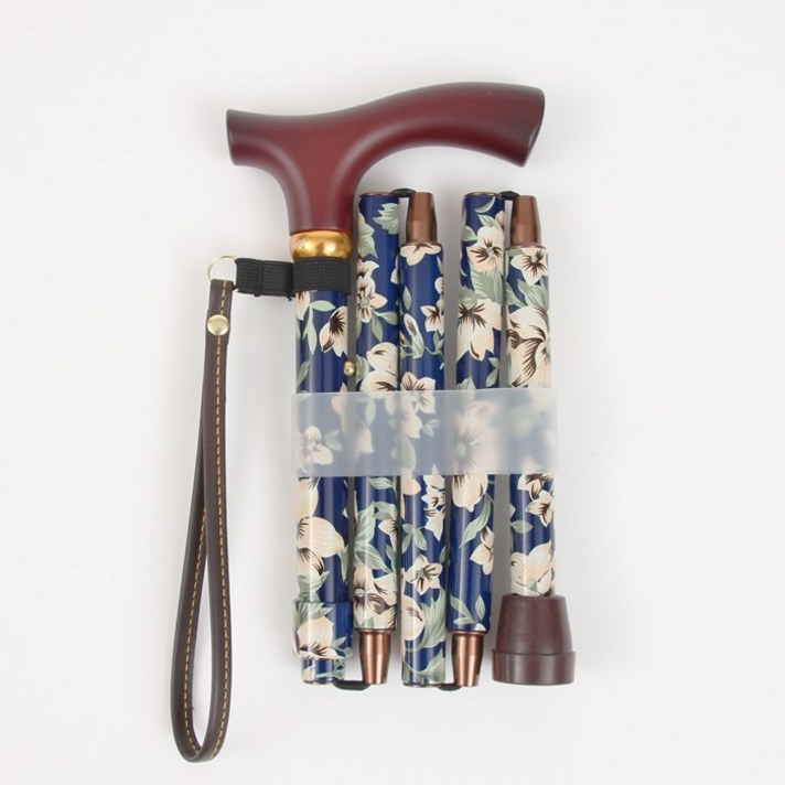 트레지팡이 단풍나무 접이식 노인 지팡이, 5단블루