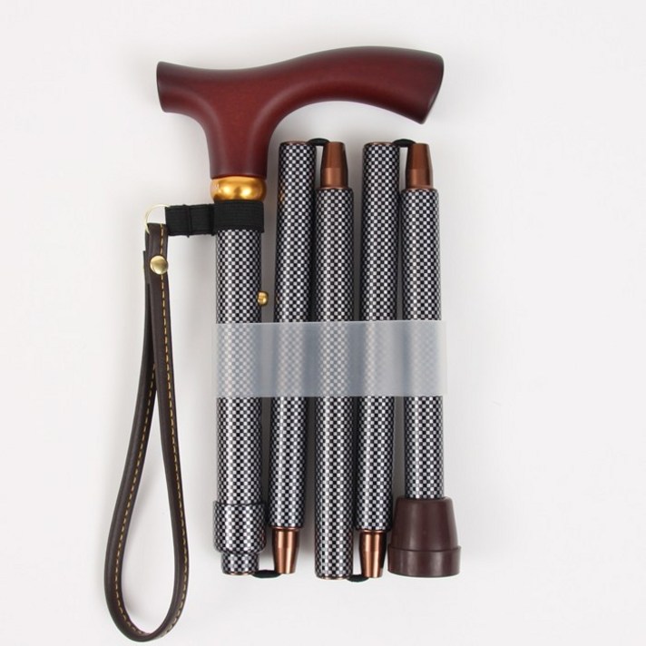 트레지팡이 단풍나무 접이식 노인 지팡이, 5단체크