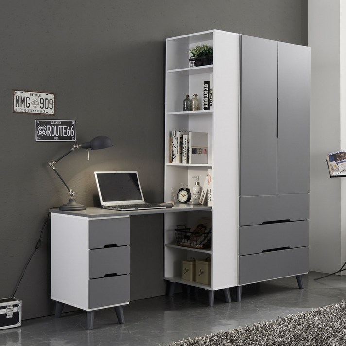 뉴그린 모리츠3단서랍옷장과책상세트 옷장과책상, 그레이