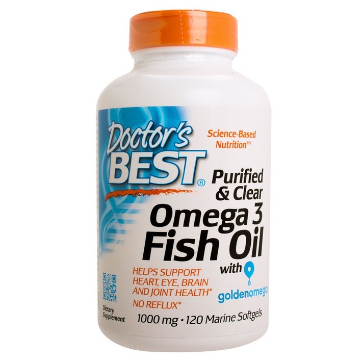 닥터스베스트 퓨리파이드 & 클리어 오메가 3 피쉬 오일 1000mg 마린 소프트젤, 120개입, 1개