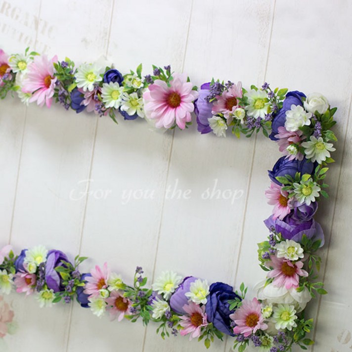 포유더샵 부부형아네모네장식 리스 조화납골당장식, 부부형아네모네장식2-블루(50x25)