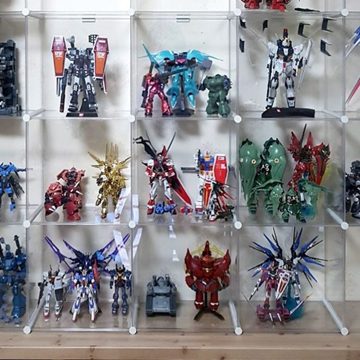 엠블럭 F타입 3층x3칸 9칸형(앞+뒤덮개모두포함) 건담장식장 건담진열장 피규어진열장 아크릴케이스 레고장식장, 엠블럭 F타입 3층x3칸 9칸형+앞/뒤 덮개 포함