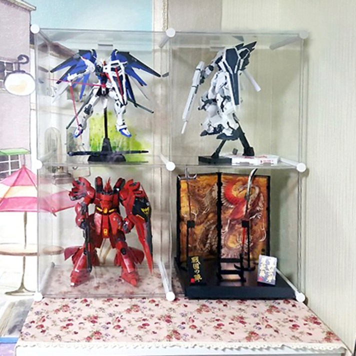 엠블럭 F타입 2층x2칸 4칸형(앞+뒤덮개모두포함) 아크릴장식장 건담진열장 피규어장식장 레고장식장