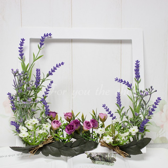 포유더샵 납골당장식 리스 조화 납골당 장식, 라벤다장식틀사이즈(25x25)