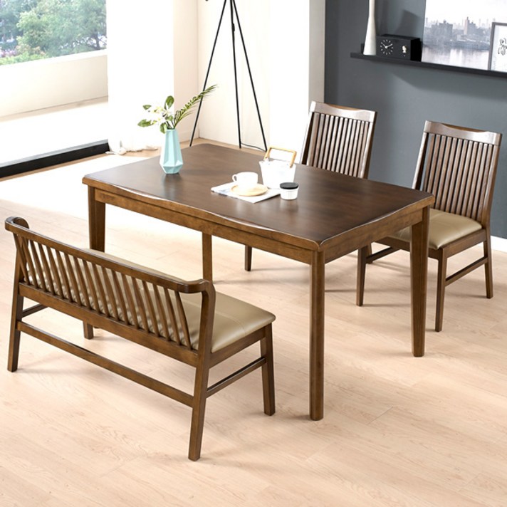 그로잉퍼니쳐 단독특가 프리미엄 고무나무 원목 4인용 식탁세트, 그루밍4인용세트