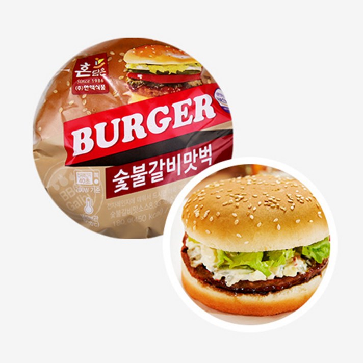 한맥 수제 숯불갈비맛벅 버거 10개, 180g