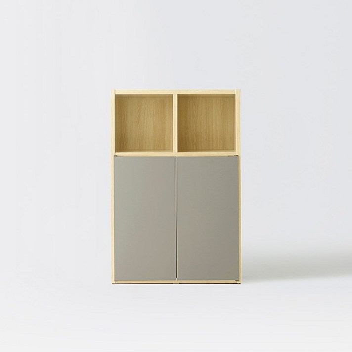 한샘 샘 책장 3단 80cm 수납형 시공(컬러 택1), 메이플_책장/그레이_도어(C)