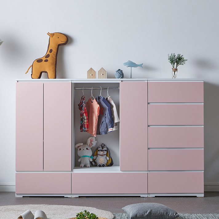유니크럭스 테미스 주니어장세트 미니옷장 아기옷장 키즈장 베이비장, 2.핑크