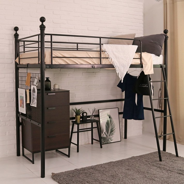 리빙힙 높낮이 조절이 가능한 누벨르 벙커침대 이층침대 철제침대, 누벨르 벙커침대 블랙 프레임만