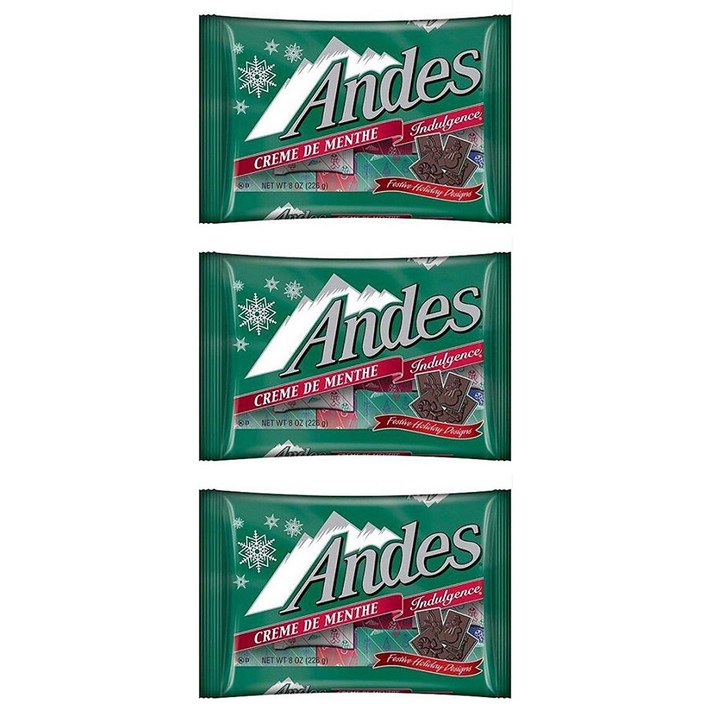 Andes 앤디스 크림 데 민트 초콜릿 크리스마스 홀리데이 8oz(226g) 3팩, 1개