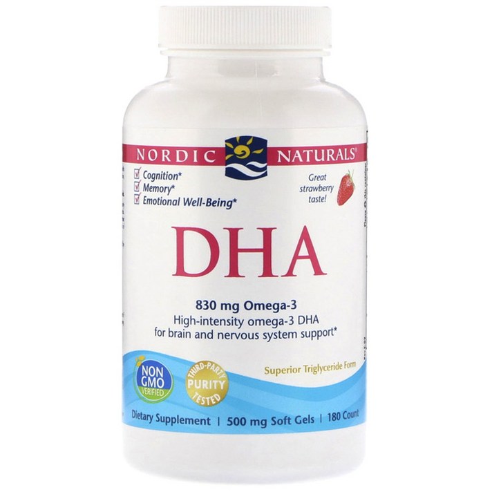 노르딕내츄럴스 DHA 830mg 오메가 3 스트로베리 500mg 소프트젤, 180개입, 1개