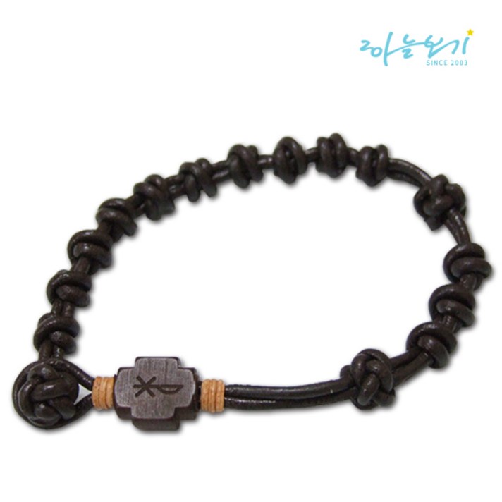 하늘보기 가죽팔찌묵주 두줄 1단-2mm 가죽팔찌 묵주팔찌 가톨릭 성물