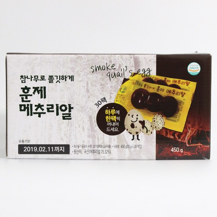 행복담기 참나무로 쫄깃하게 훈제 메추리알, 60개입, 15g