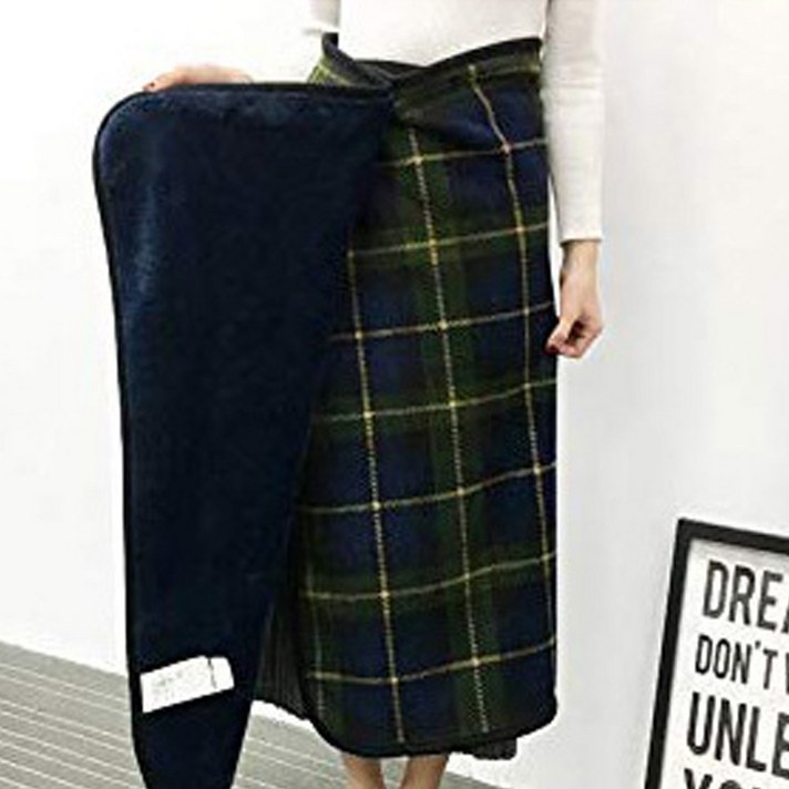 와이홈 망토 담요 똑딱이 숄더 블랭킷 극세사 양털 어깨 무릎, 그린