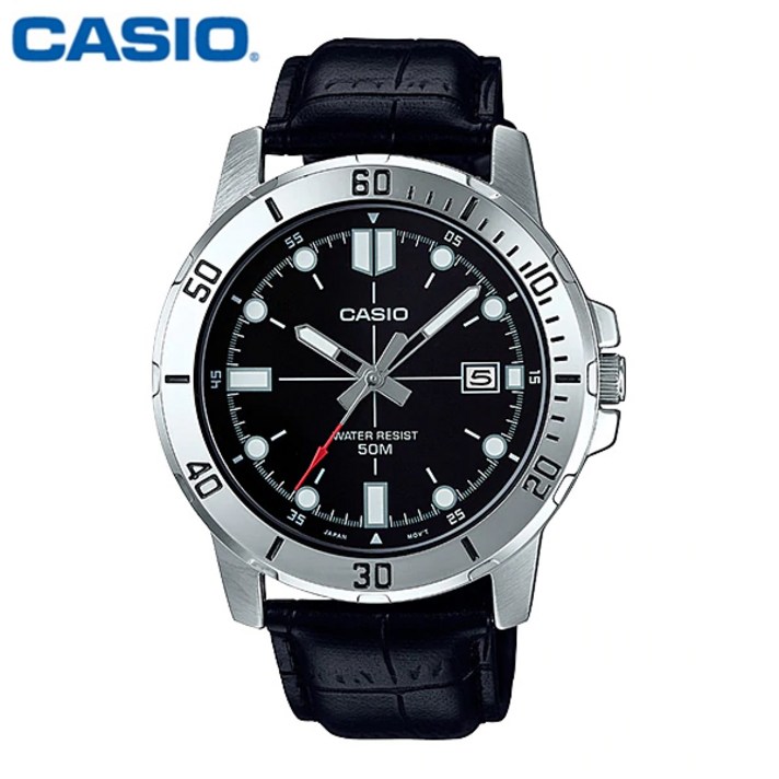 CASIO 카시오 남성 MTP-VD01L-1E 가죽밴드 손목시계 남성가죽시계