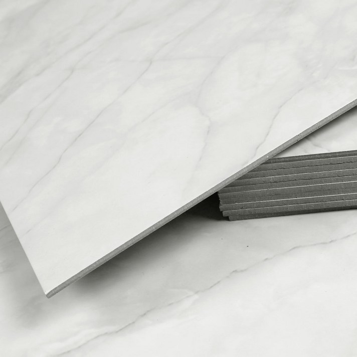 간편시공 접착식 데코타일 TL-08 유광 대리석 마블 크림화이트 3T 12장