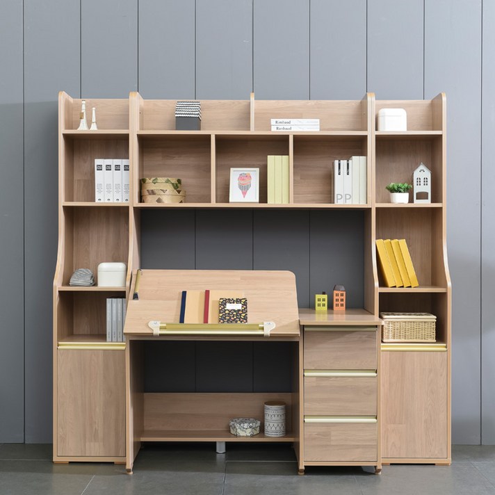 [한정수량특가]에보니아 레이 각도조절 1인책상 풀세트, 애쉬