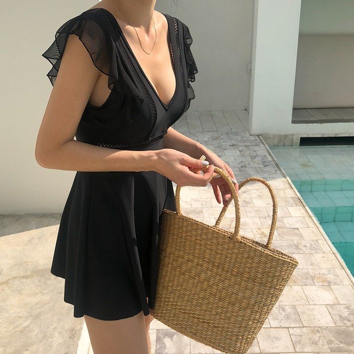 [메이비치] MADE 오드퍼퓸 원피스수영복 (M L XL) 비키니 모노키니, 블랙