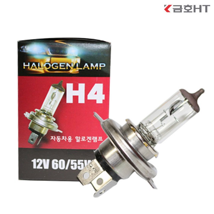 금호전구 전조등 H4 55w 90w 할로겐램프 전구, 금호 12v 싱글전구(투명) 2개, 1개