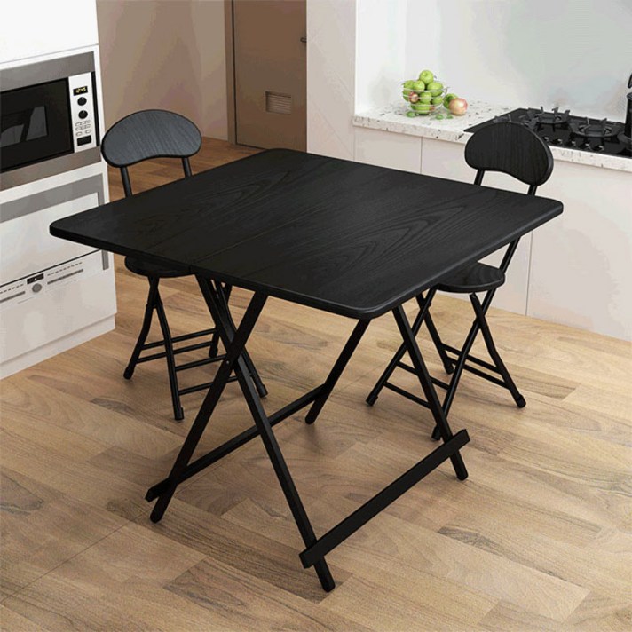 픽차 다용도 접이식 테이블 의자, 테이블 블랙 1개+의자 블랙 2개