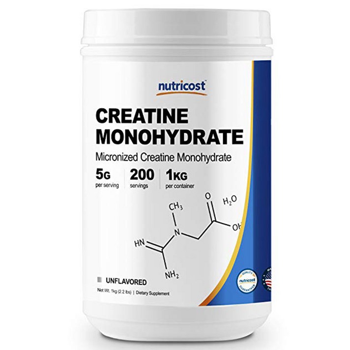 뉴트리코스트 크레아틴 모노하이드레이트 파우더 1kg 1개 1서빙 5g 200회분 Creatine Monohydrate Powder [1 KG]