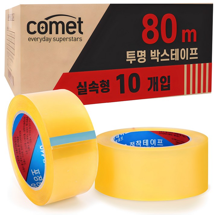 코멧 투명 박스테이프 80M  48mm, 10개