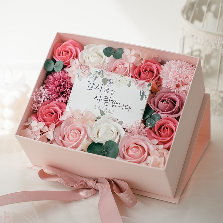 라솔트 조화 플라워 반전 용돈박스 + 메세지 카드 + OPP 비닐 20장 + 전용 쇼핑백, 핑크, 1세트