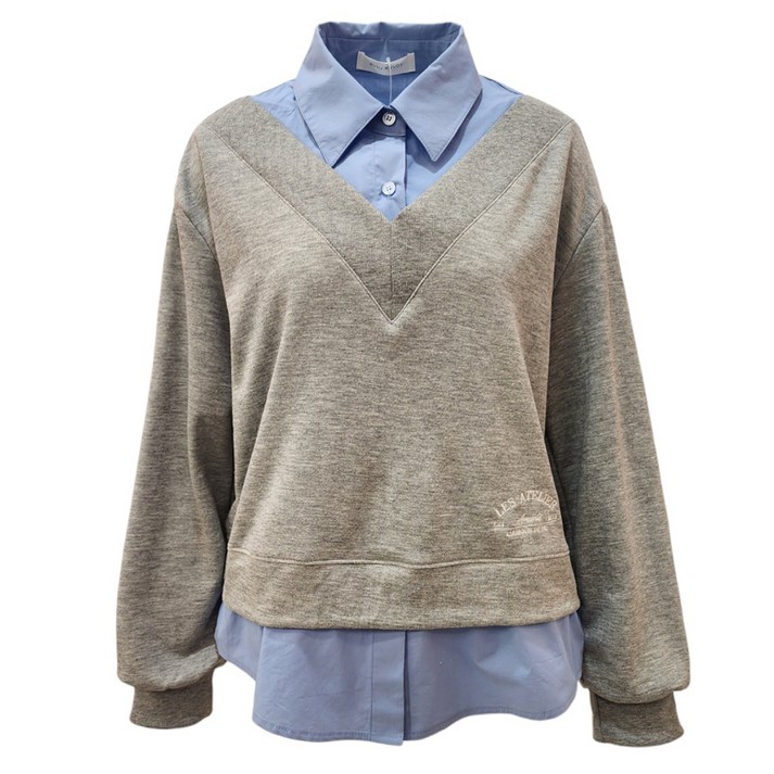 부루앤쥬디 셔츠 배색 브이 맨투맨 TG BQDTG002P