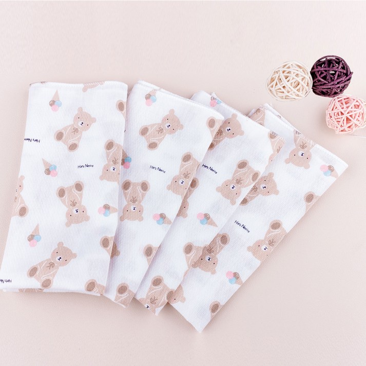 한스네이처 신생아용 캐릭터 가제 엠보 손수건 10p