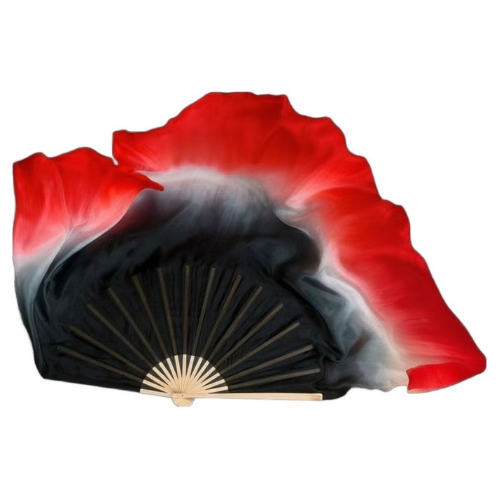 마켓피아 그라데이션 실크 전통 무용부채 03 31 x 40 cm, 블랙 + 레드, 1개