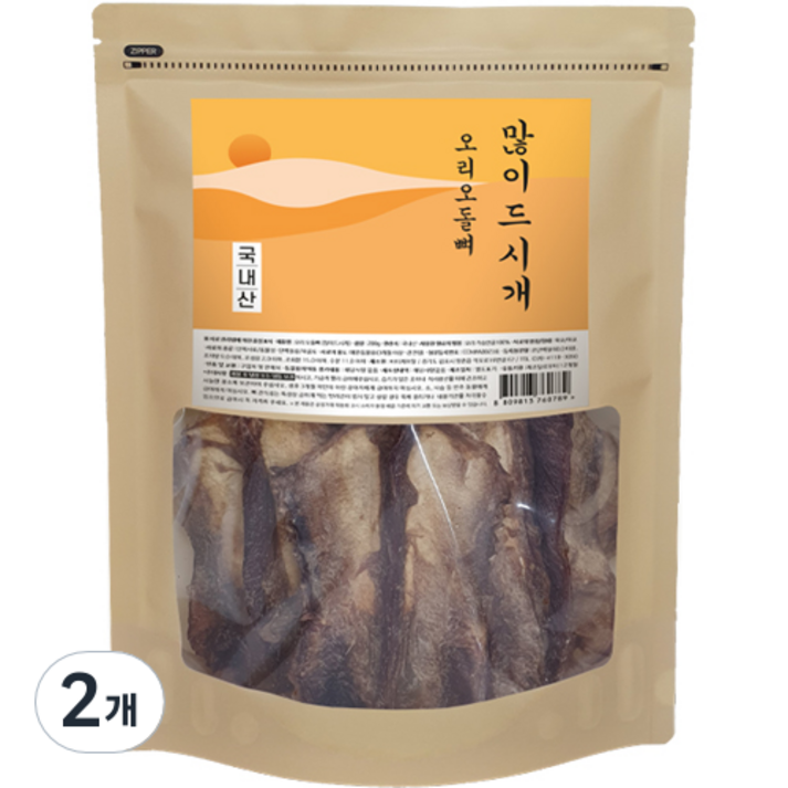 많이드시개 강아지 대용량 수제간식, 오리오돌뼈, 200g, 2개 많이드시개 강아지 대용량 수제간식, 오리오돌뼈, 200g, 2개