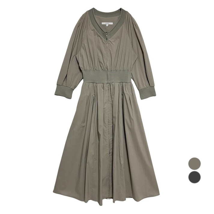 온앤온 여성용 브이넥 짚업 원피스