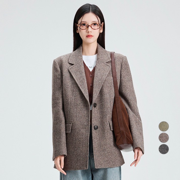 미쏘 여성용 테일러드 오버핏 울자켓