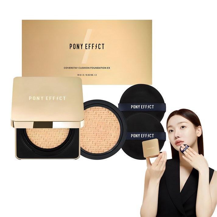 포니이펙트 커버스테이 쿠션 파운데이션 EX 본품 15g  리필 15g, 웜21호내추럴아이보리, 1개
