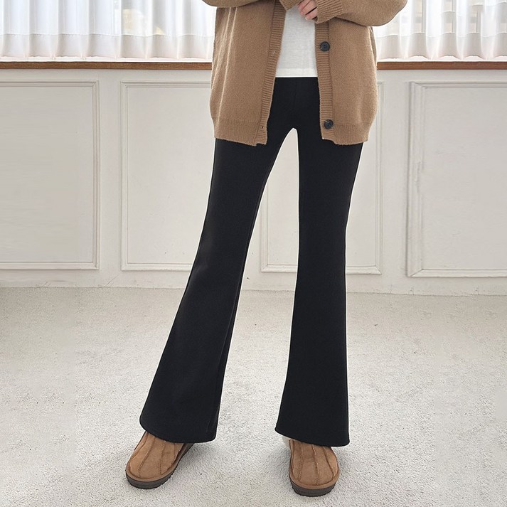 디어로라 여성용 인조 밍크 융털기모 부츠컷 밴딩팬츠 JOP017