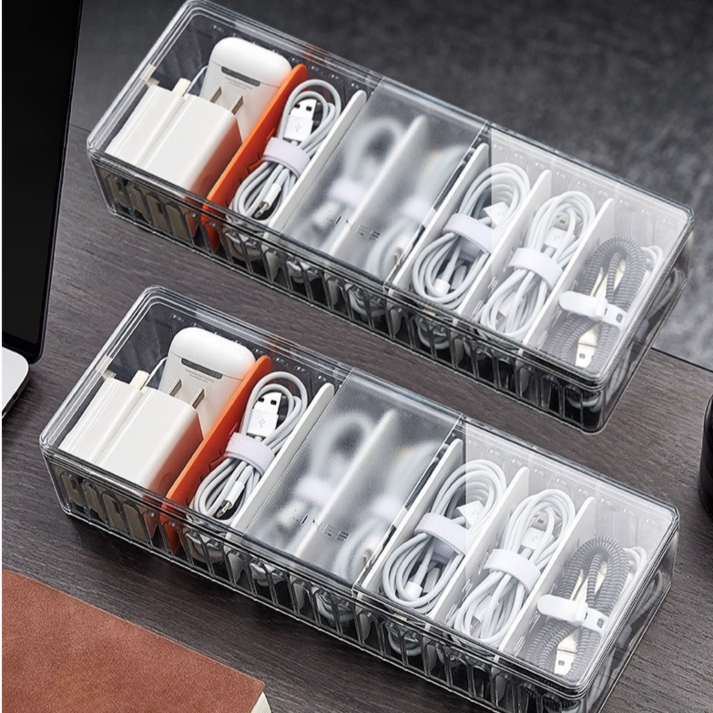 우이지아 아크릴 칸막이 이어폰 케이블 정리함 1P, 투명화이트11